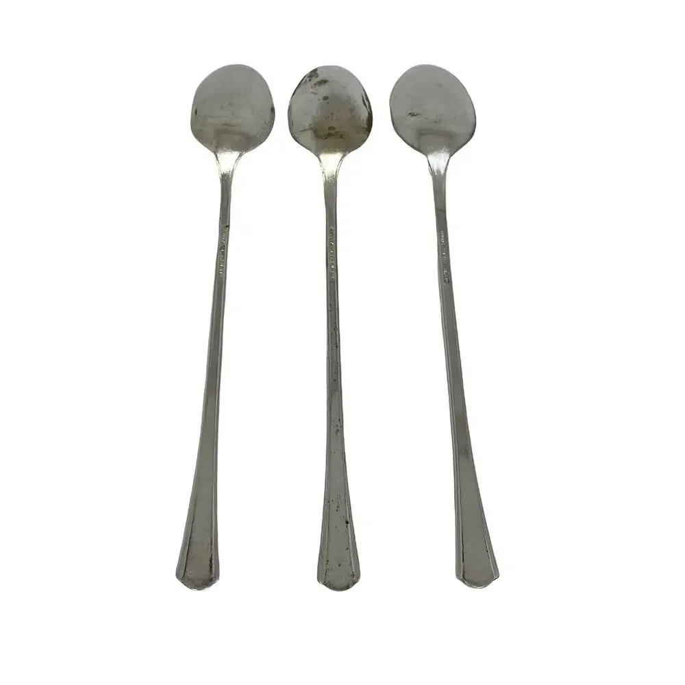 Midcentury Modern 1939 Court Silver Plate 7 5/8” Iced Tea Spoons Set Of Three